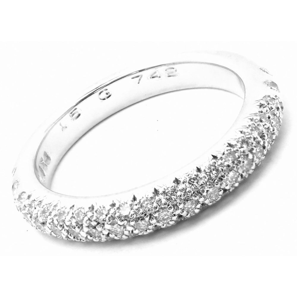 Authentic! Chanel 18k White Gold Diamond Band Ring​